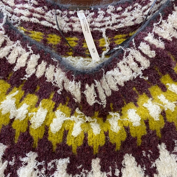 Free People Fair Isle Gray Sweater Size M - Picture 7 of 8